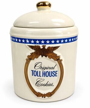 Vintage Nestlé Toll House Cookie Jar Ceramic Lidded Canister 9.5” Eagle Stars